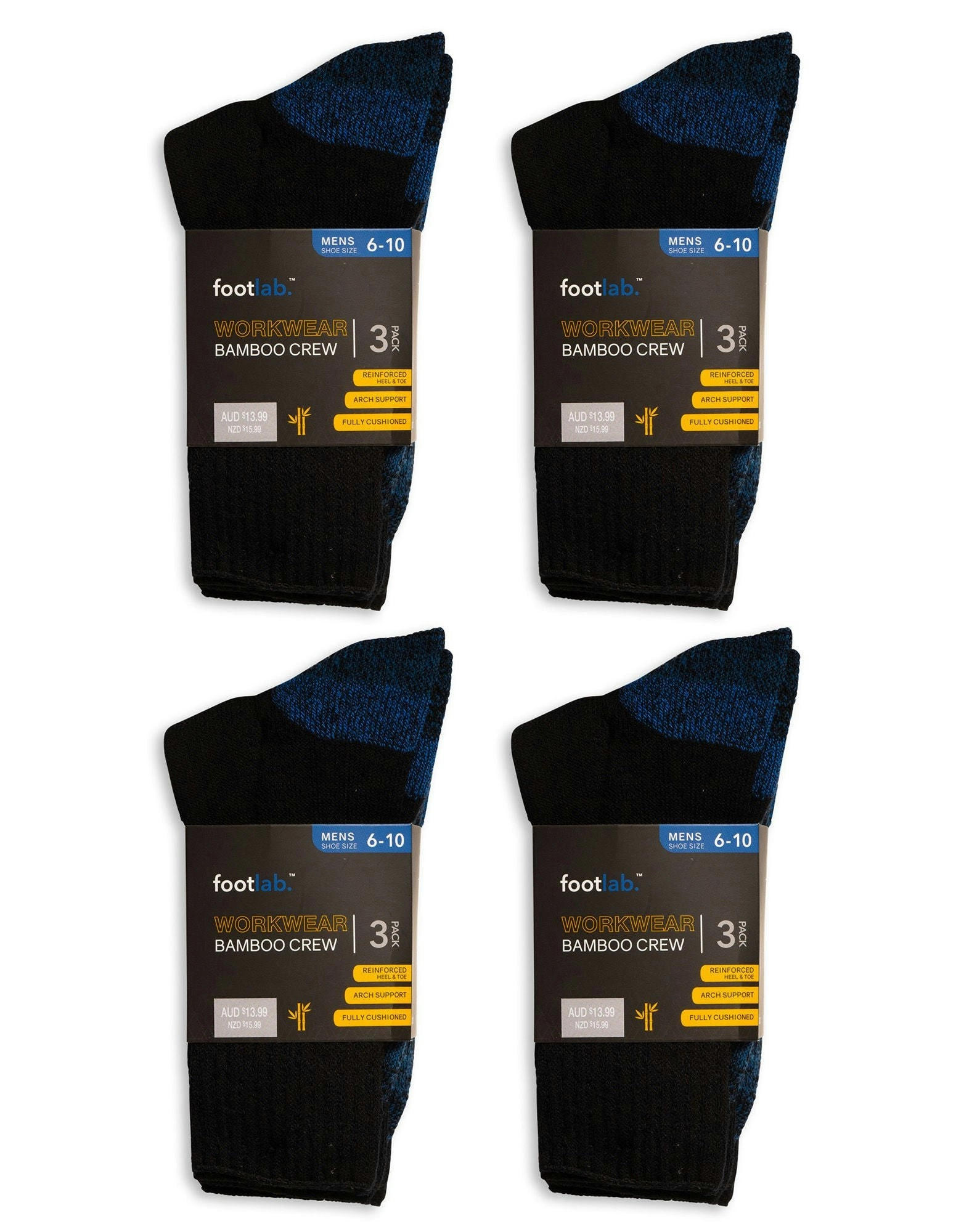 Mens 12 Pack Socks Workwear Crew, Bamboo