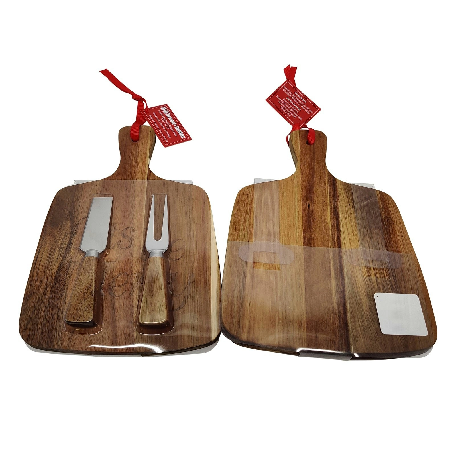 Bread and Butter Rectangle Paddle Food Board w/ 2 Cheeese Knives - Lets Be