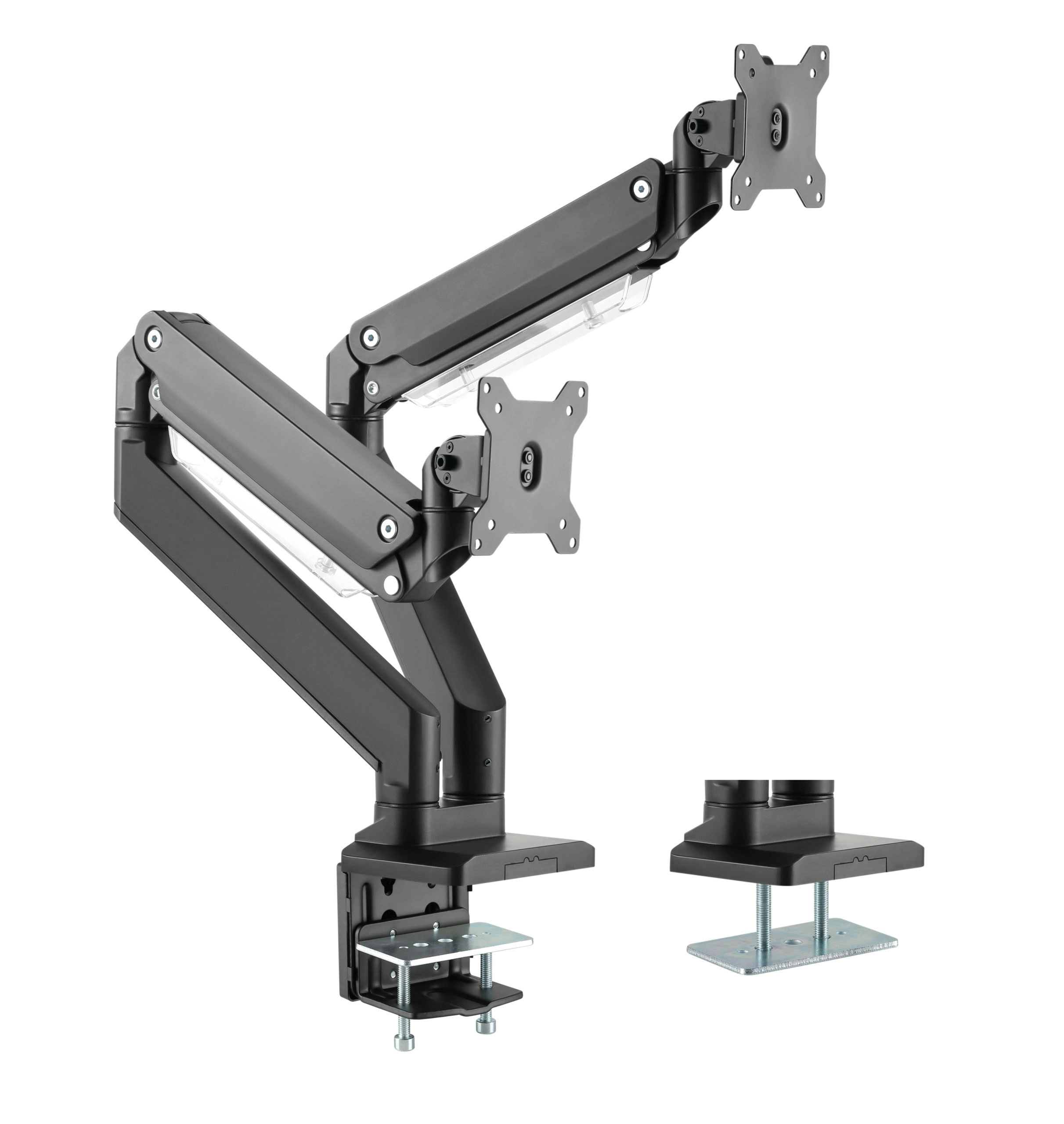 Brateck  Aluminum Heavy-Duty Gas Spring Dual Monitor Arm -1110x128x750mm (43.7"x5"x29.5")  Black