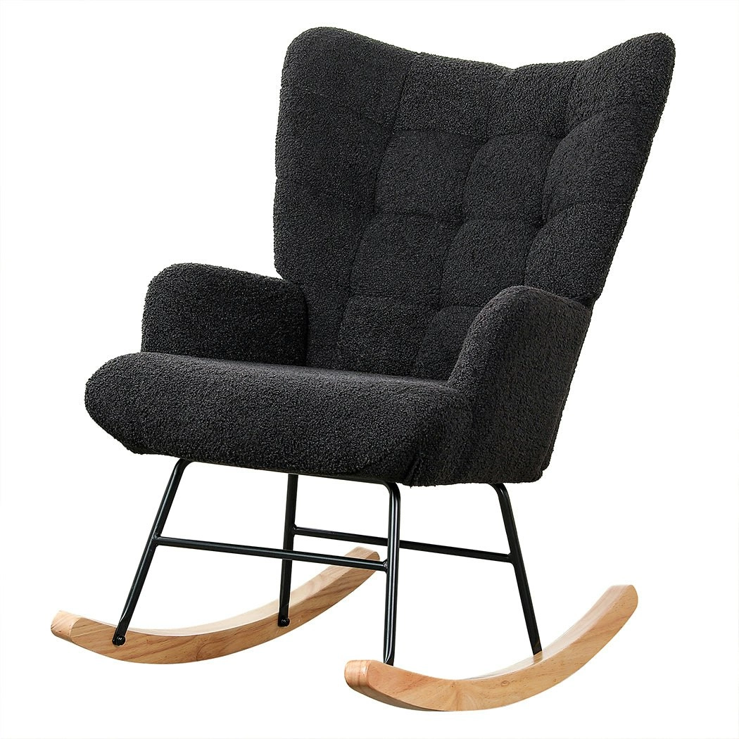 Levede Rocking Chair Nursery Rocker Accent Tub Boucle Armchair Lounge Fleece