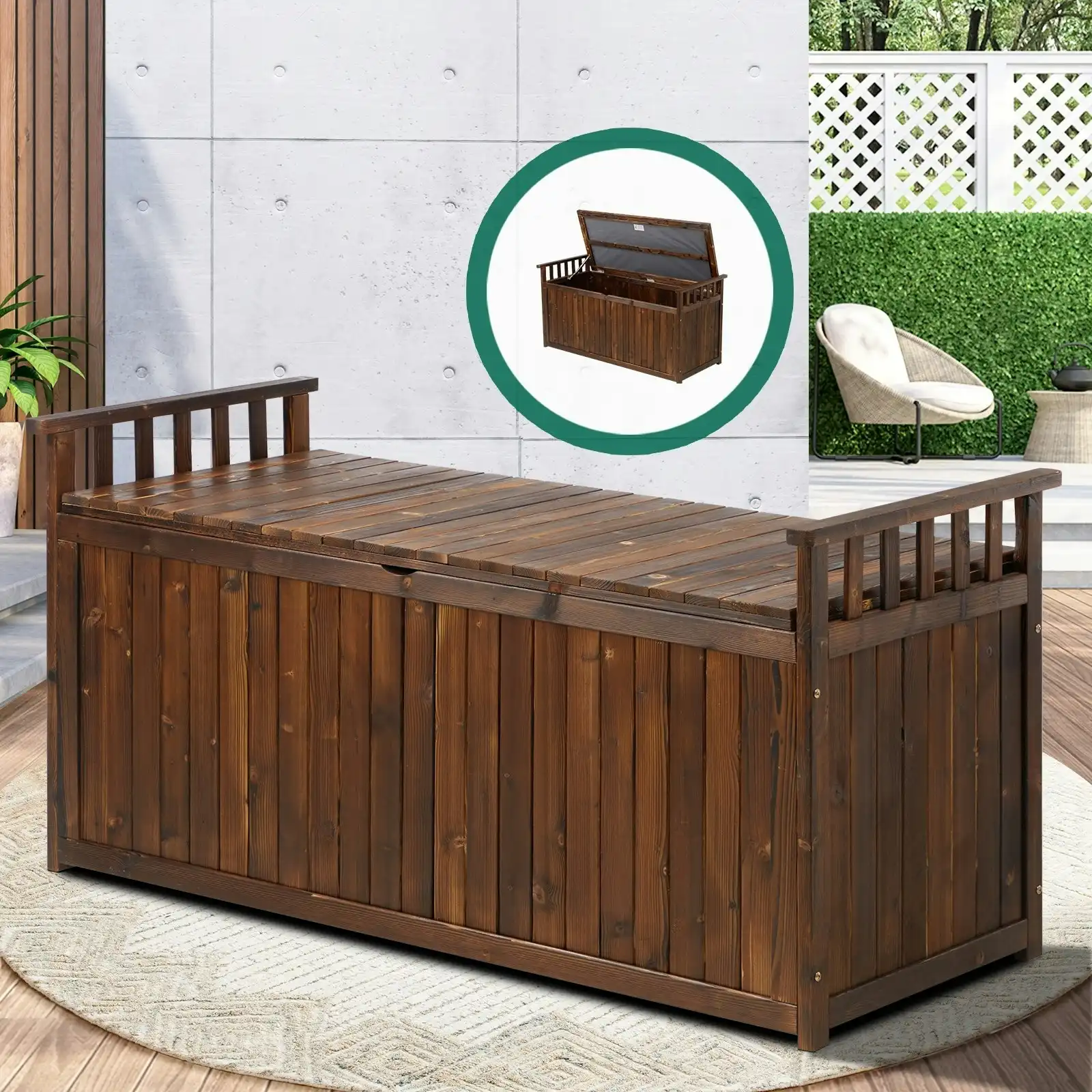 Livsip Outdoor Storage Box Garden Bench Wooden Container Cabinet 500L Large