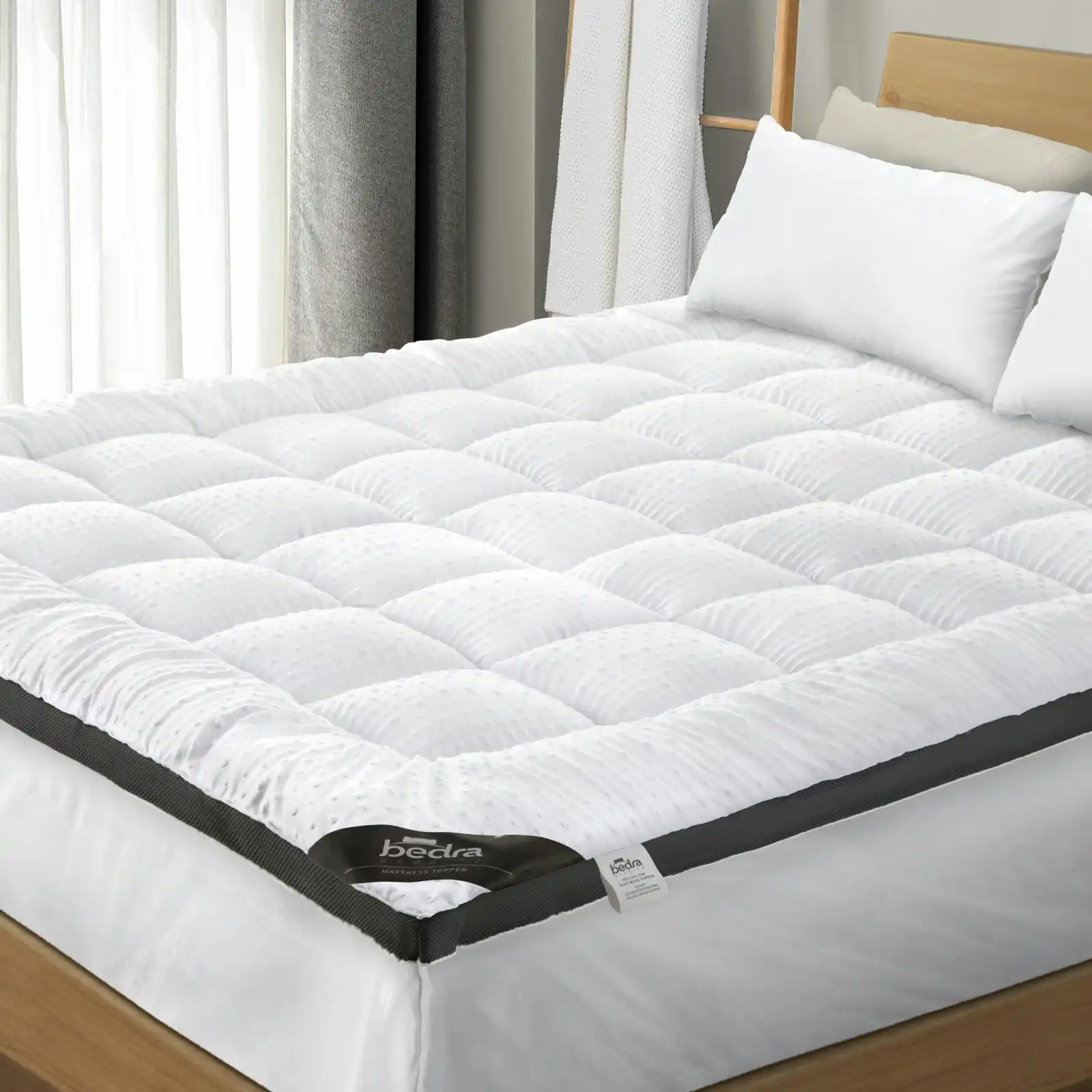 Bedra Mattress Topper Luxury Pillowtop Airflow Mesh Bed Protector Mat 5cm Queen