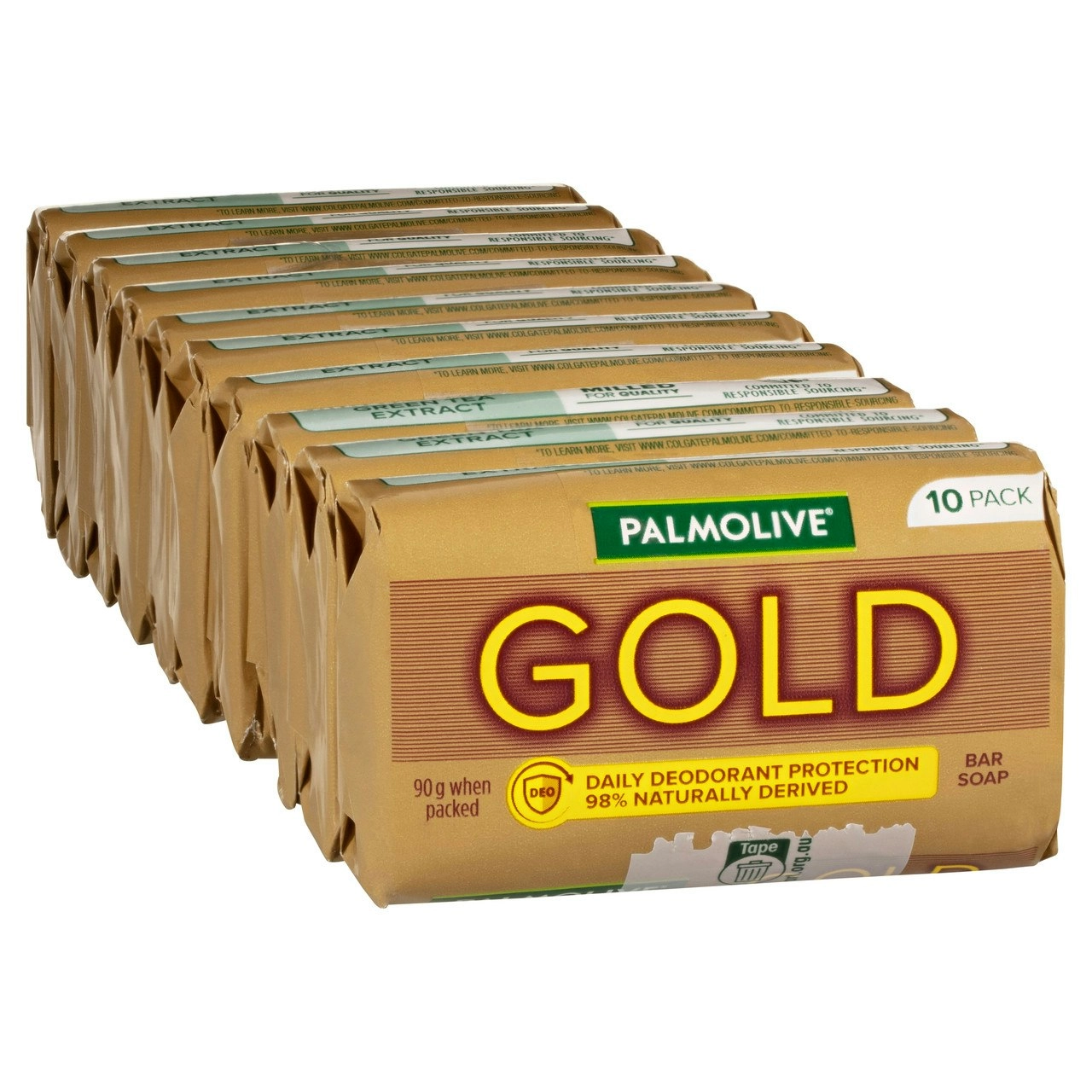 Palmolive Gold Bar Soap, 10 Pack x 90g, Daily Deodorant Protection