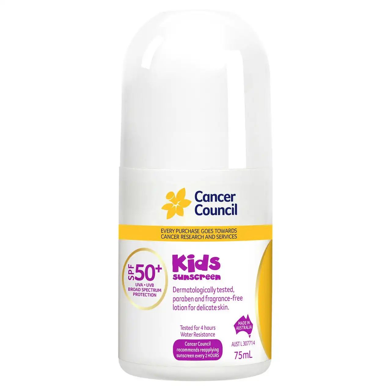 Cancer Council Kids Sunscreen Roll-On SPF50+ 75ml