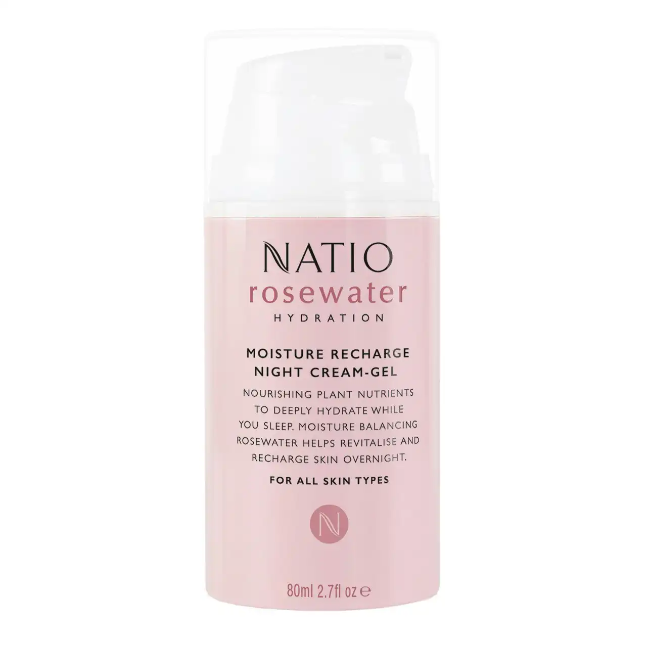 Natio Rosewater Moisture Recharge Night Cream Gel 80ml