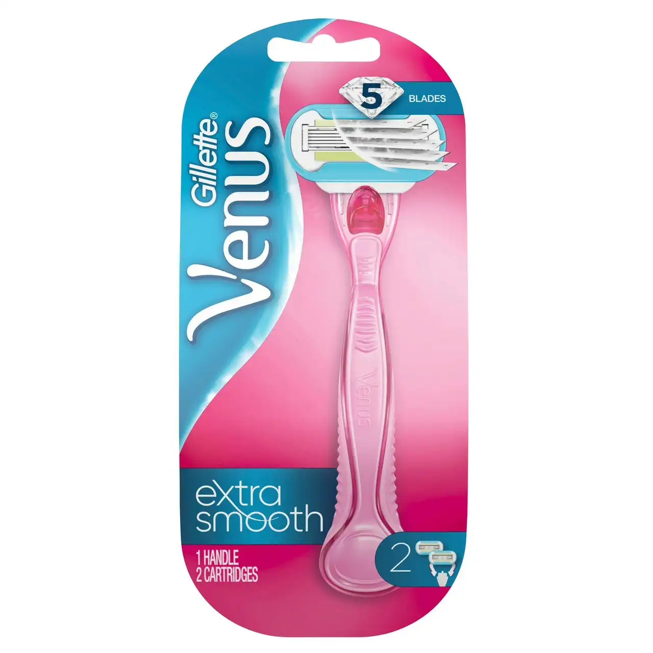 Gillette Venus Extra Smooth Pink Women's Razor Handle + 2 Refills