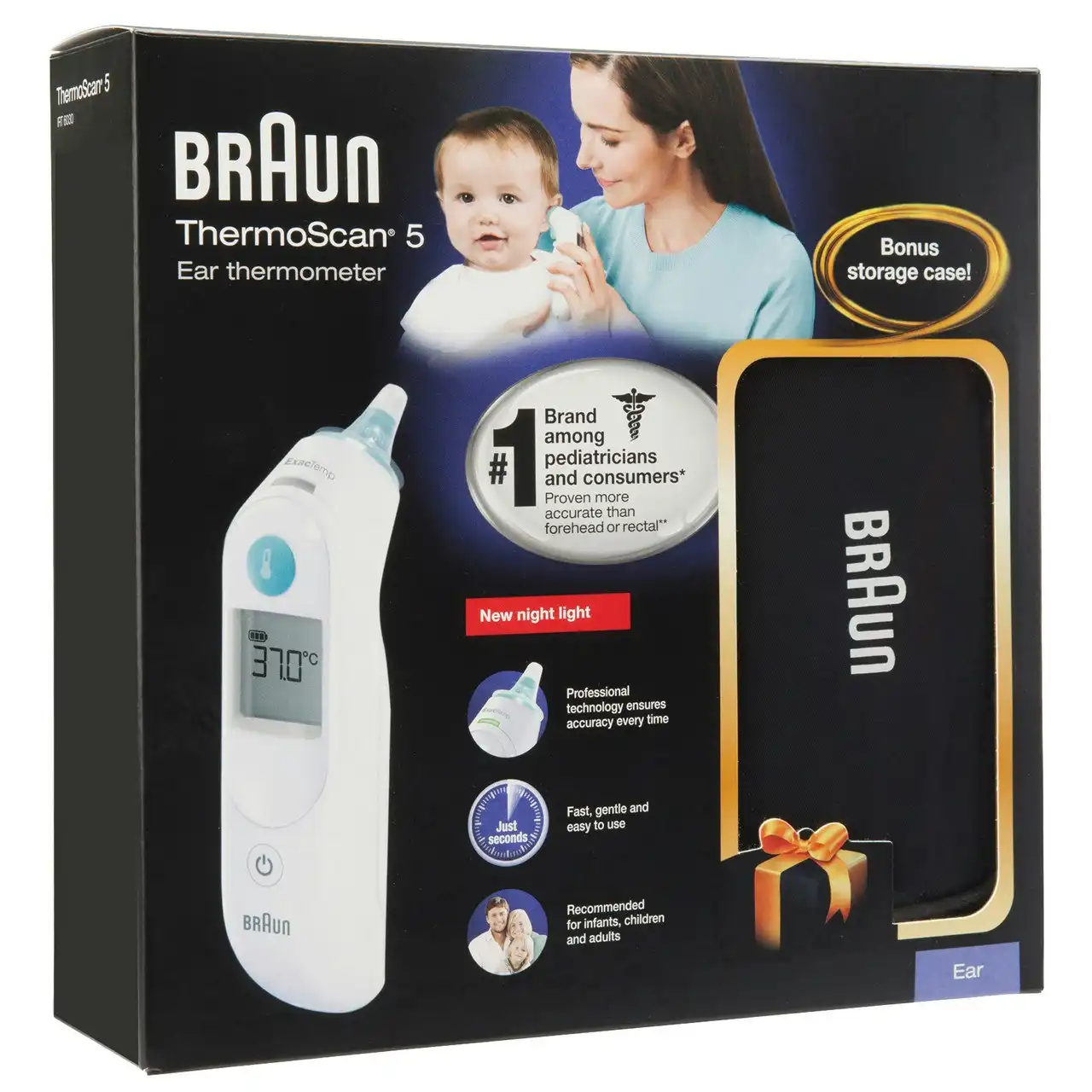 Braun ThermoScan 5 Ear Thermometer IRT 6030 + Bonus Case