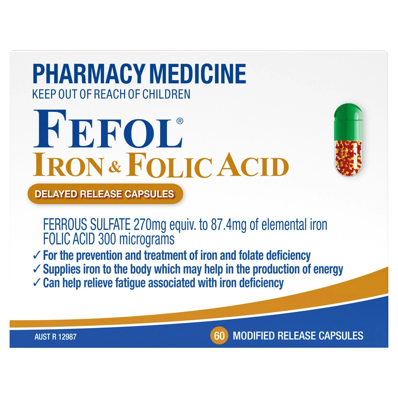 Fefol IRON & FOLIC ACID CAPSULES 60s