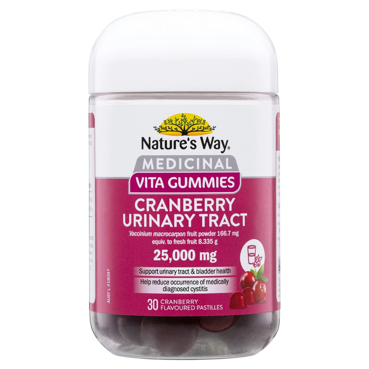 Nature's Way Medicinal Vita Gummies Cranberry Urinary Tract 25,000mg 30