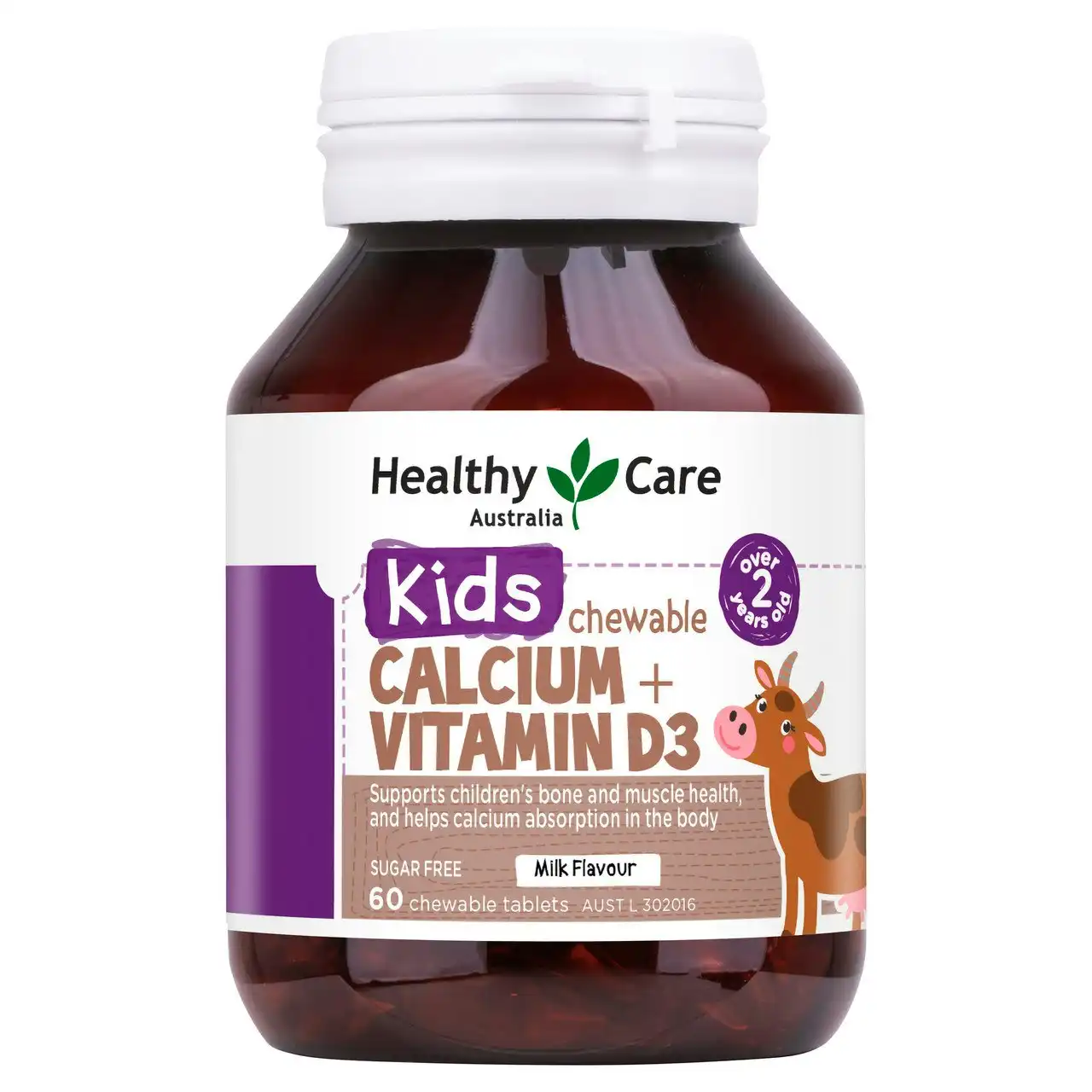 Healthy Care Kids Calcium + Vitamin D3 60 Chewable Tablets