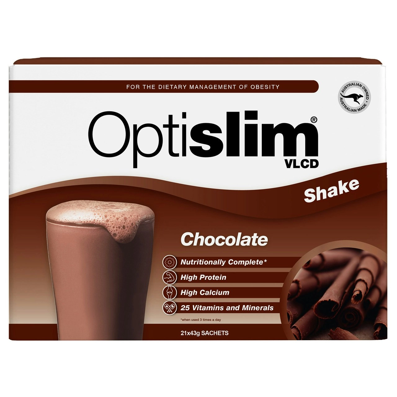 Optislim VLCD Shake Chocolate 21x43g