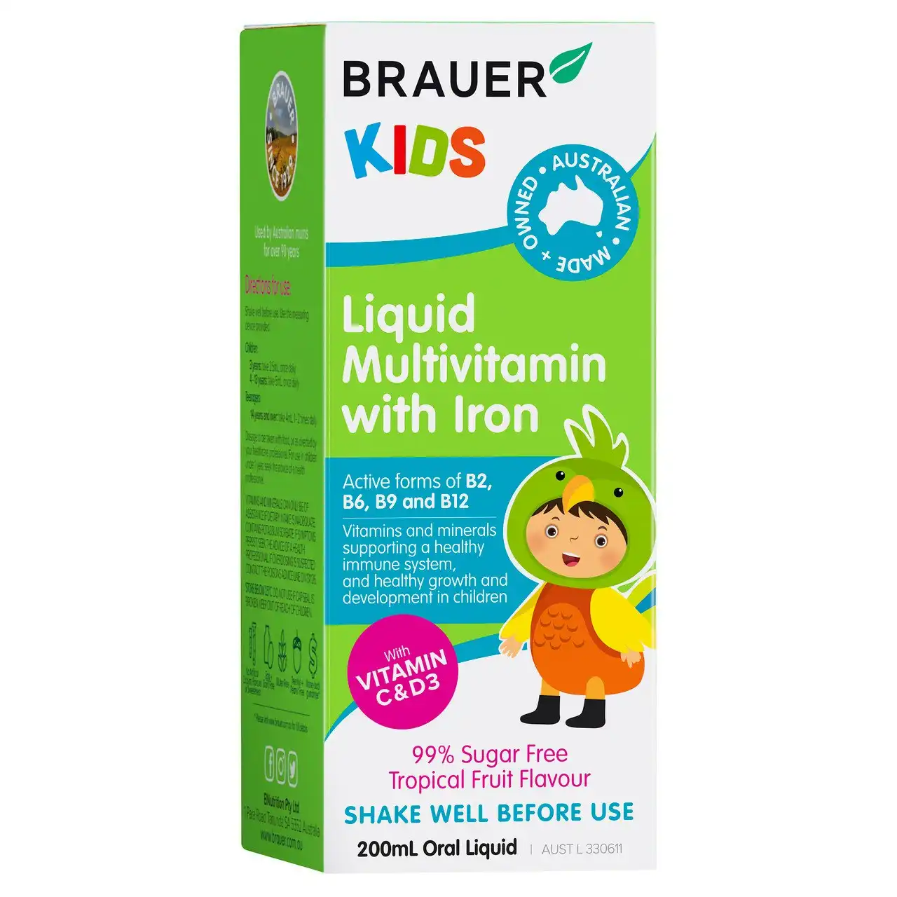 Brauer Baby & Kids Liquid Multivitamin with Iron 200ml
