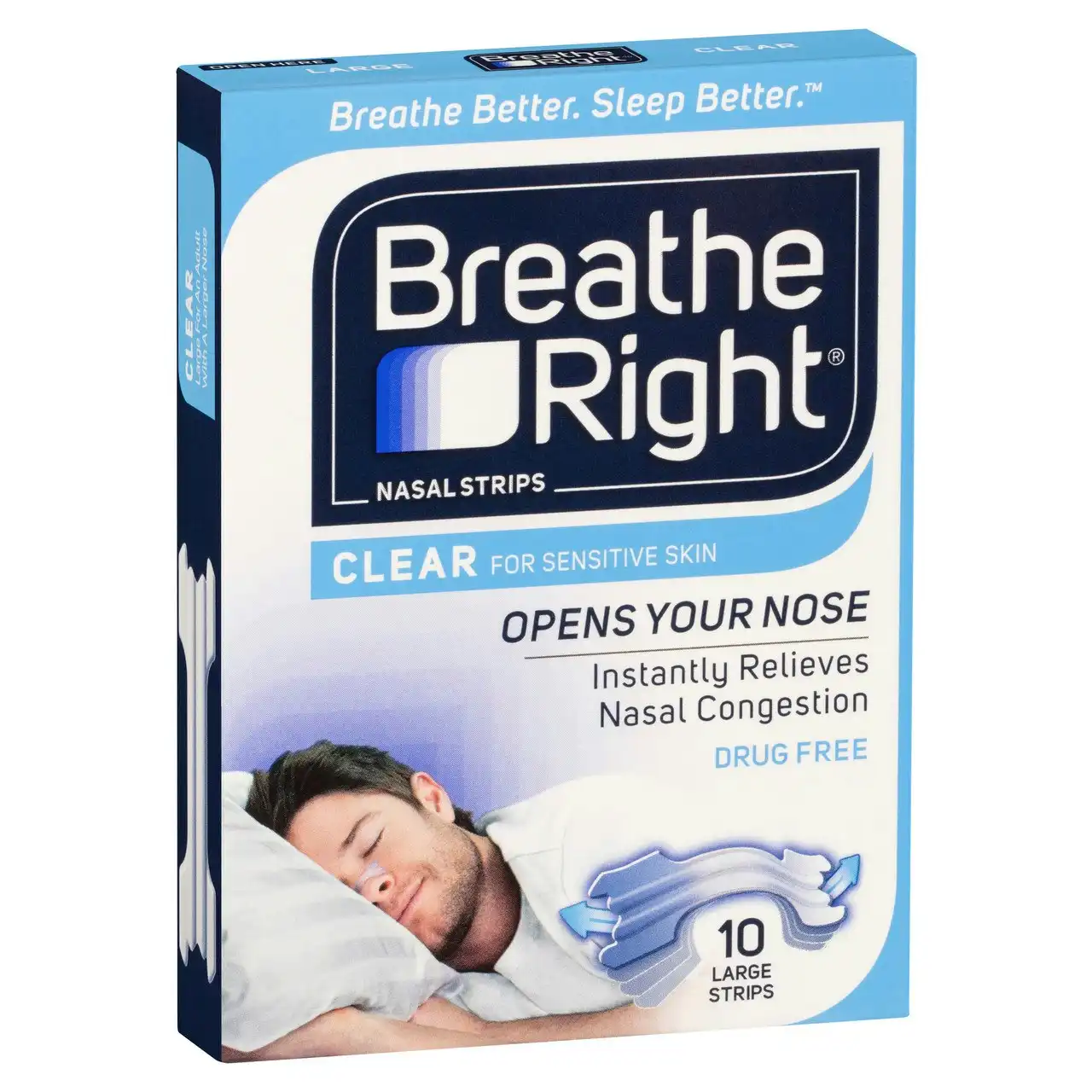 Breathe Right Nasal Strips Clear Large 10pk