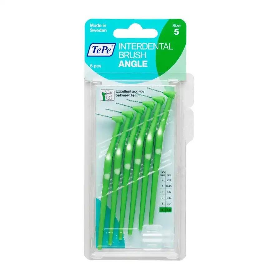 Tepe Interdental Angle Brush 0.8mm Size 5 (Green) 6 Pack