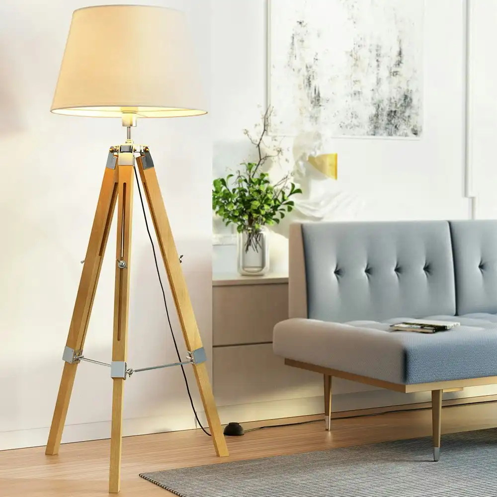 Artiss Floor Lamp Shelf Modern LED Storage Tripod Shelves Stand Living Room Light