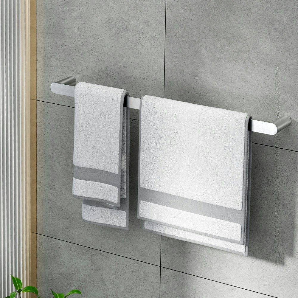 Towel Rail Rack Holder Single 600mm Wall Mounted Stainless Steel Silver