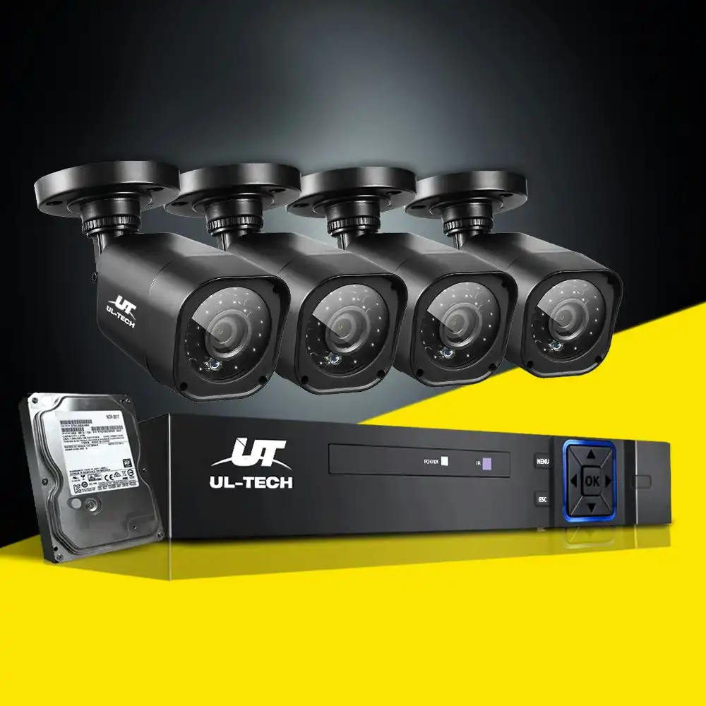 UL-tech CCTV Camera Security System 4CH DVR 4 Square Cameras 2TB Hard Drive