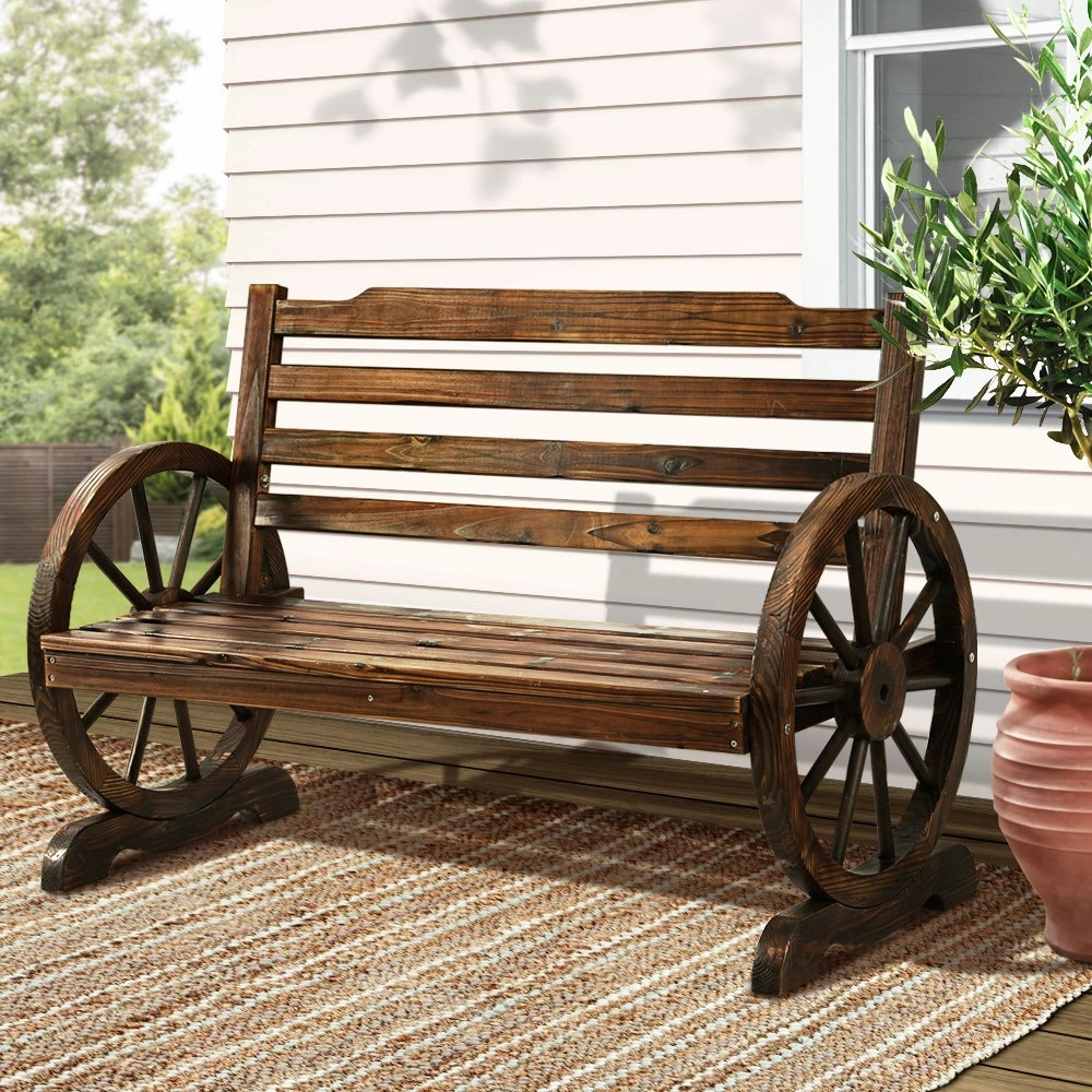 Gardeon Outdoor Garden Bench Wooden 2 Seat Wagon Chair Patio Furniture Brown