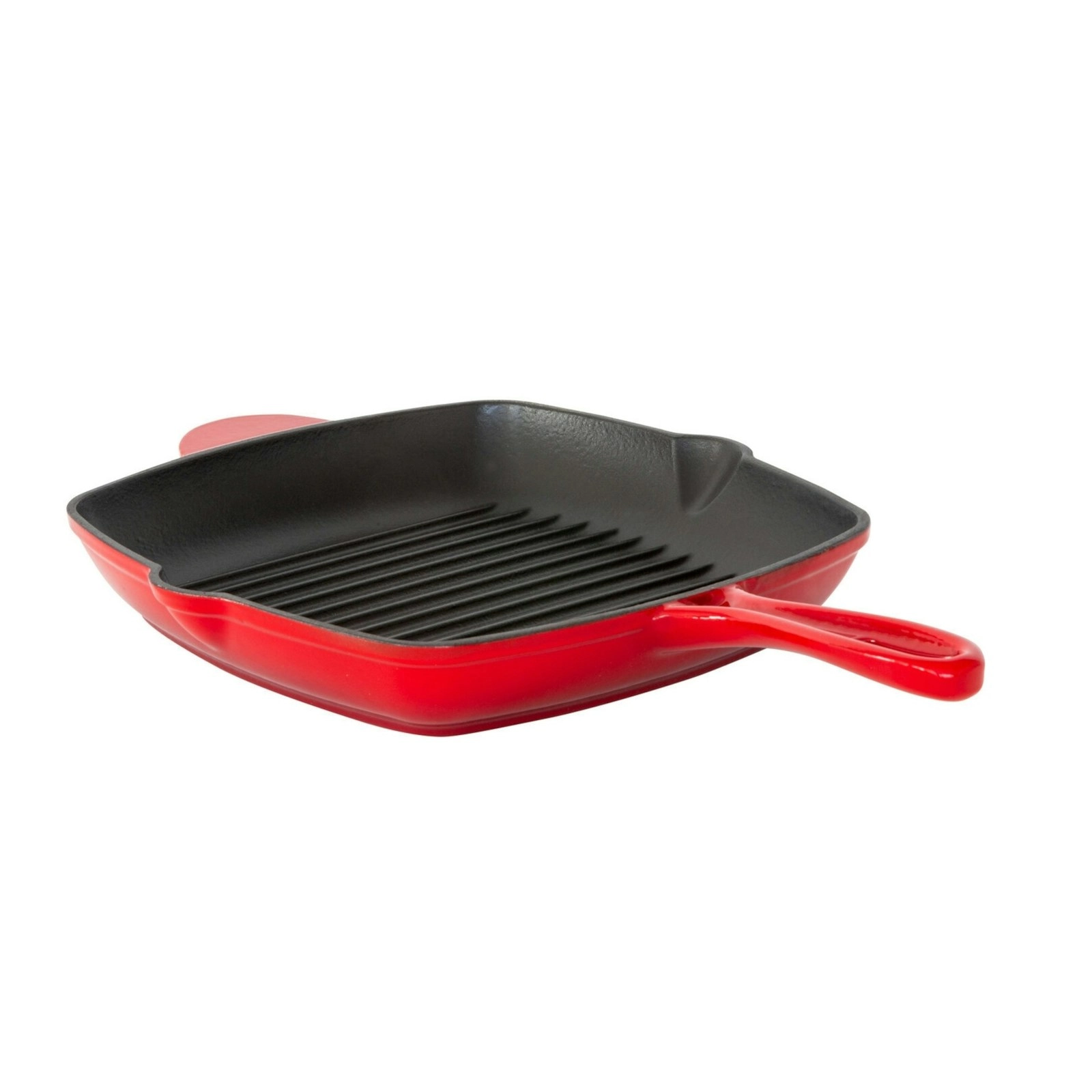 Enamelled Cast Iron Square Grill Pan (44 x 30 x 4.7 cm) - Red