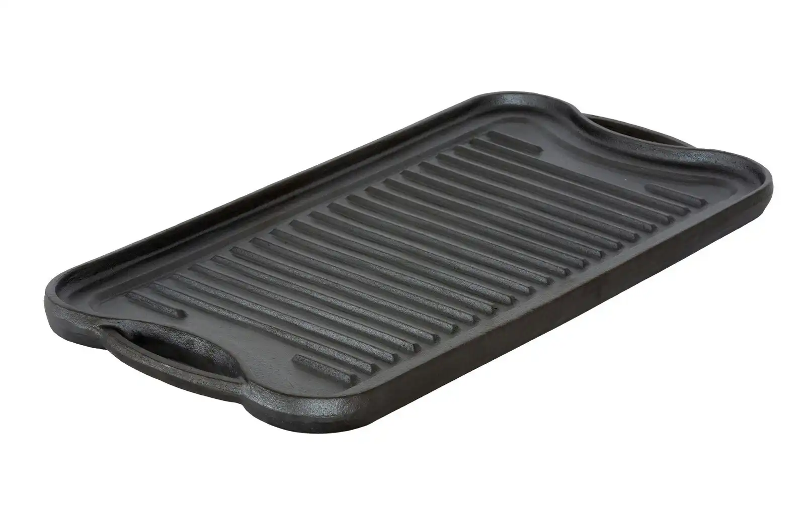 Oil-seasoned Ready to use 50.7x25.8cm Reversible Cast Iron Grill - Black