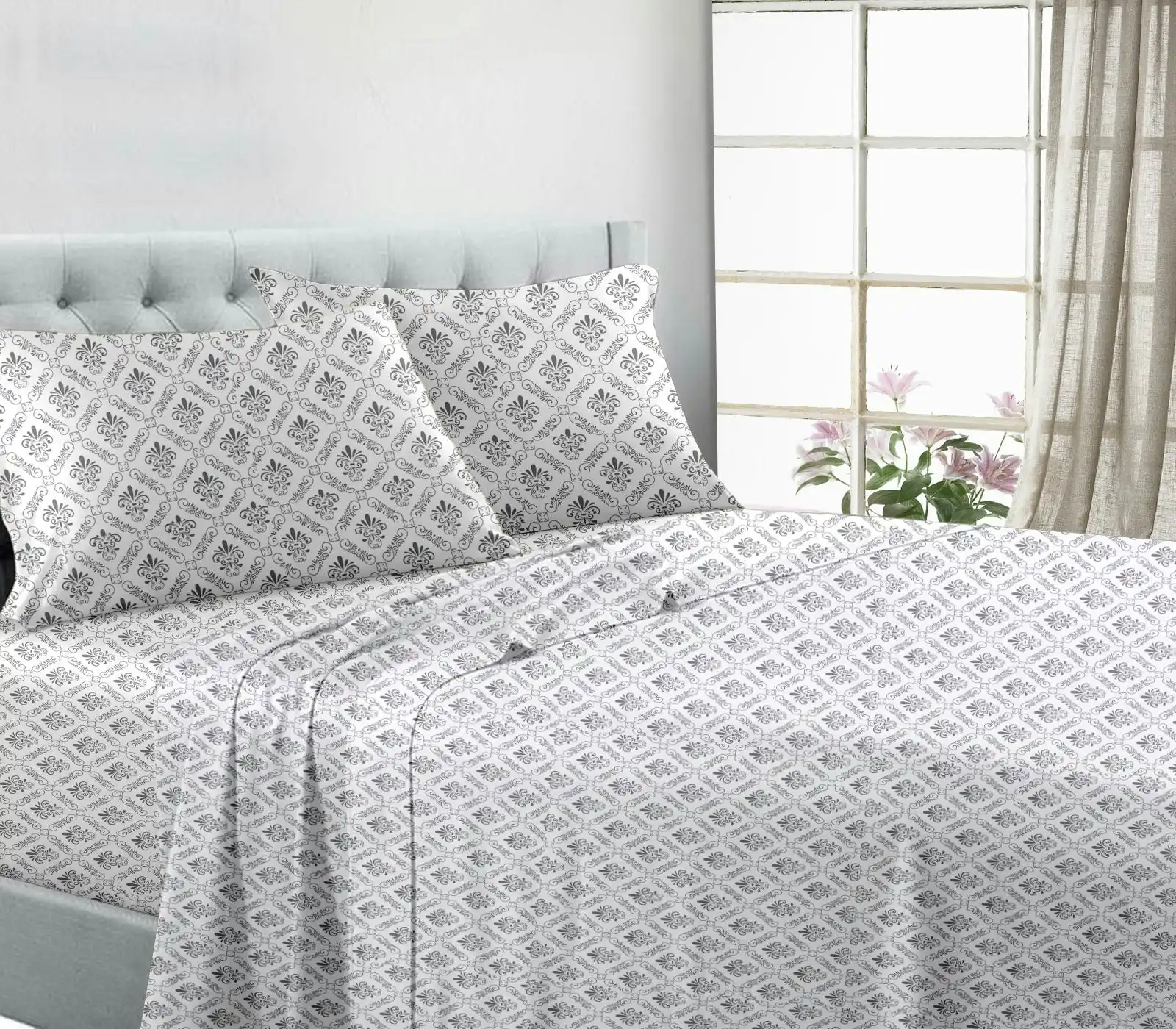 CH 100% Cotton Flannelette Sheet Set, Stencil