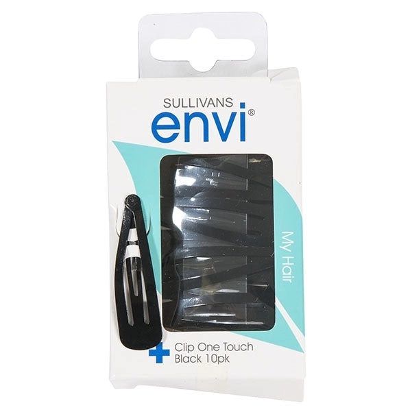 One Touch Hair Clips, Black - 10pk - Envi