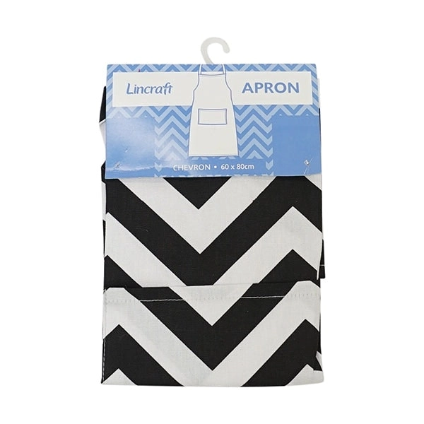 60cm x 80cm Apron, Black- Chevron