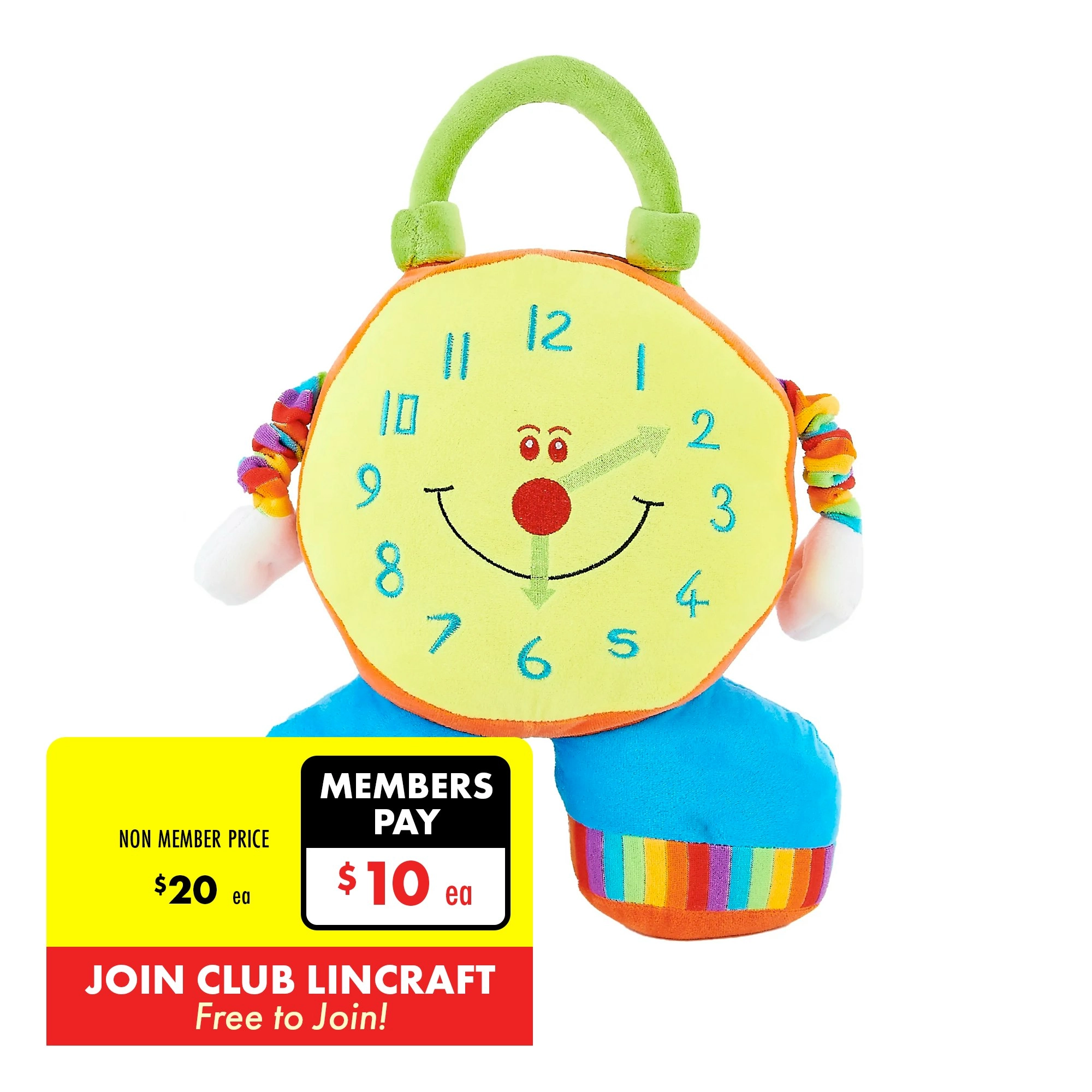 Formr Junior Novelty Cushion, O'Clock- 28cm