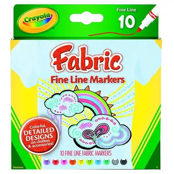 Crayola Fabric Markers, Fine Line- 10pk