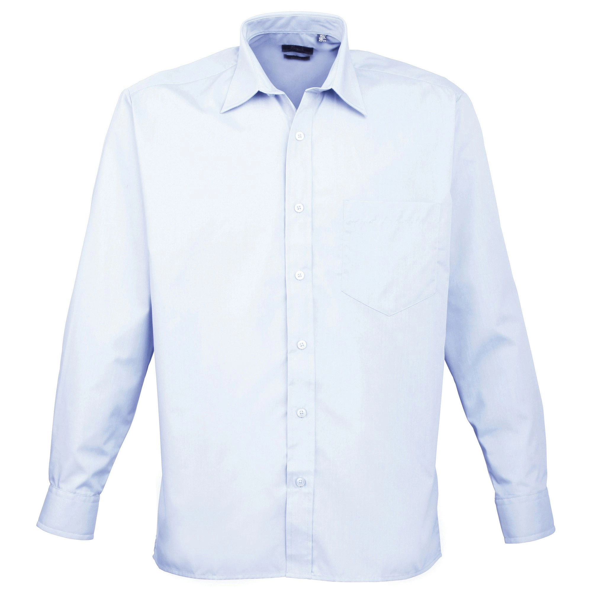 Premier Mens Long Sleeve Formal Plain Work Poplin Shirt