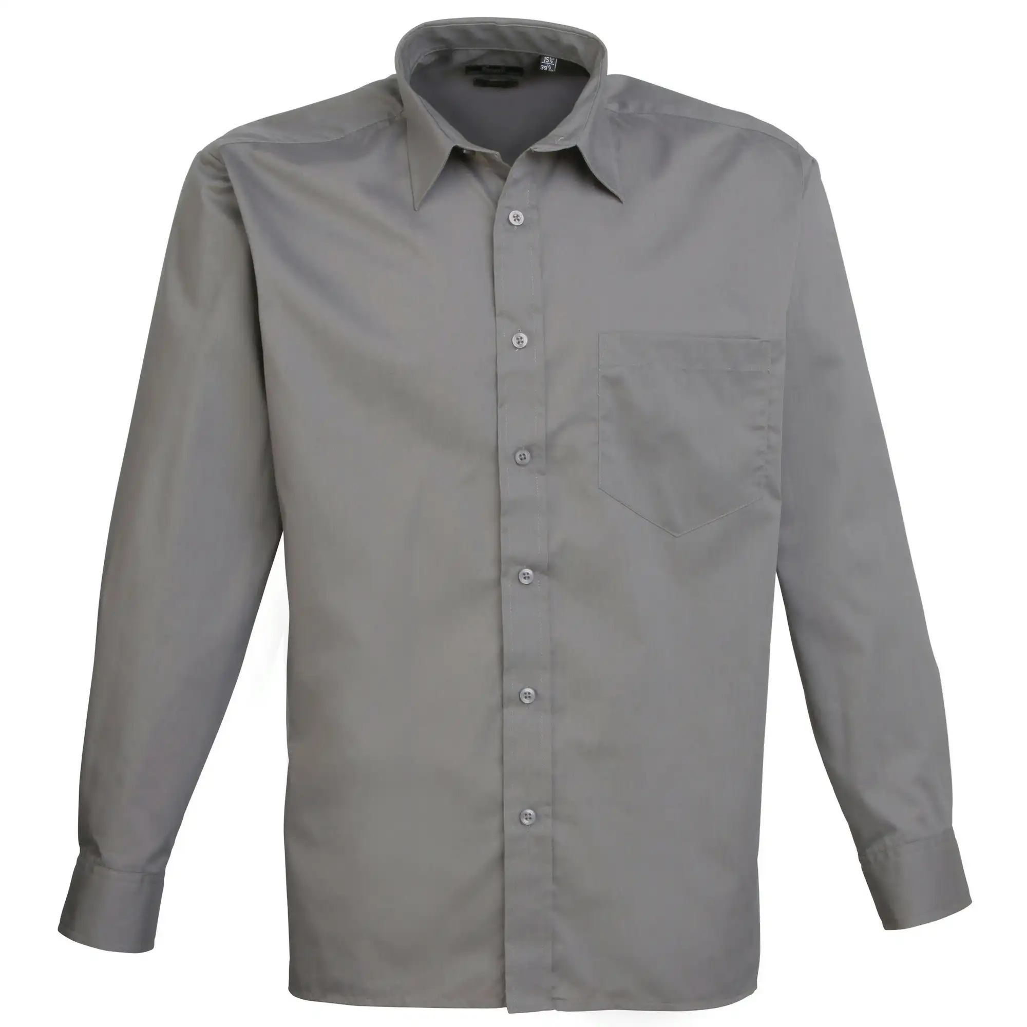 Premier Mens Long Sleeve Formal Plain Work Poplin Shirt