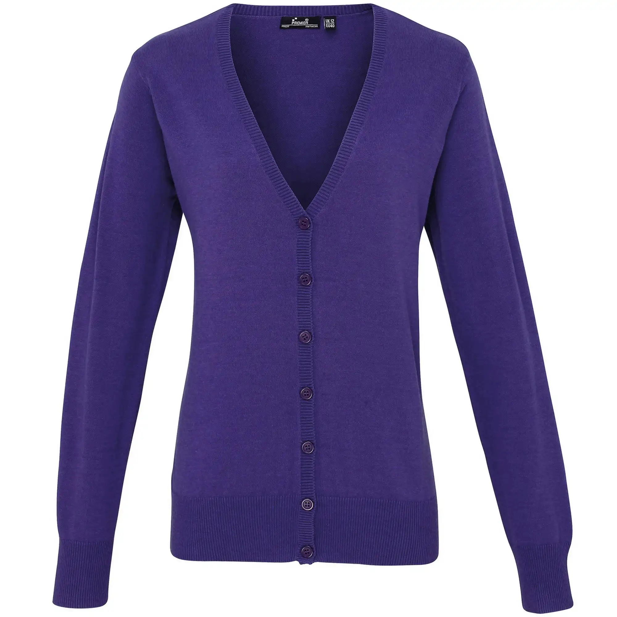 Premier Womens/Ladies Button Through Long Sleeve V-neck Knitted Cardigan
