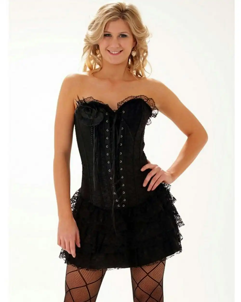 Burlesque Showgirl Corset Dress Black