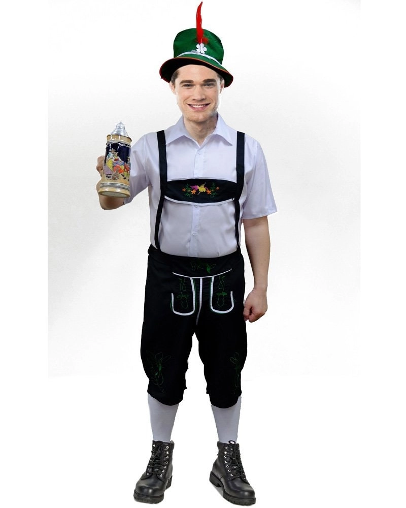 White Green Lederhosen Oktoberfest Mens Costume