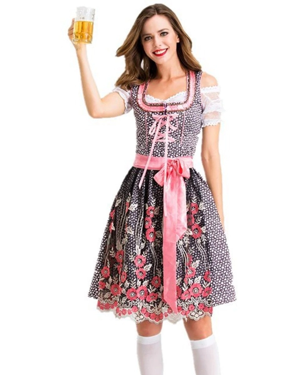 Elegant Floral Pink Oktoberfest Womens Costume