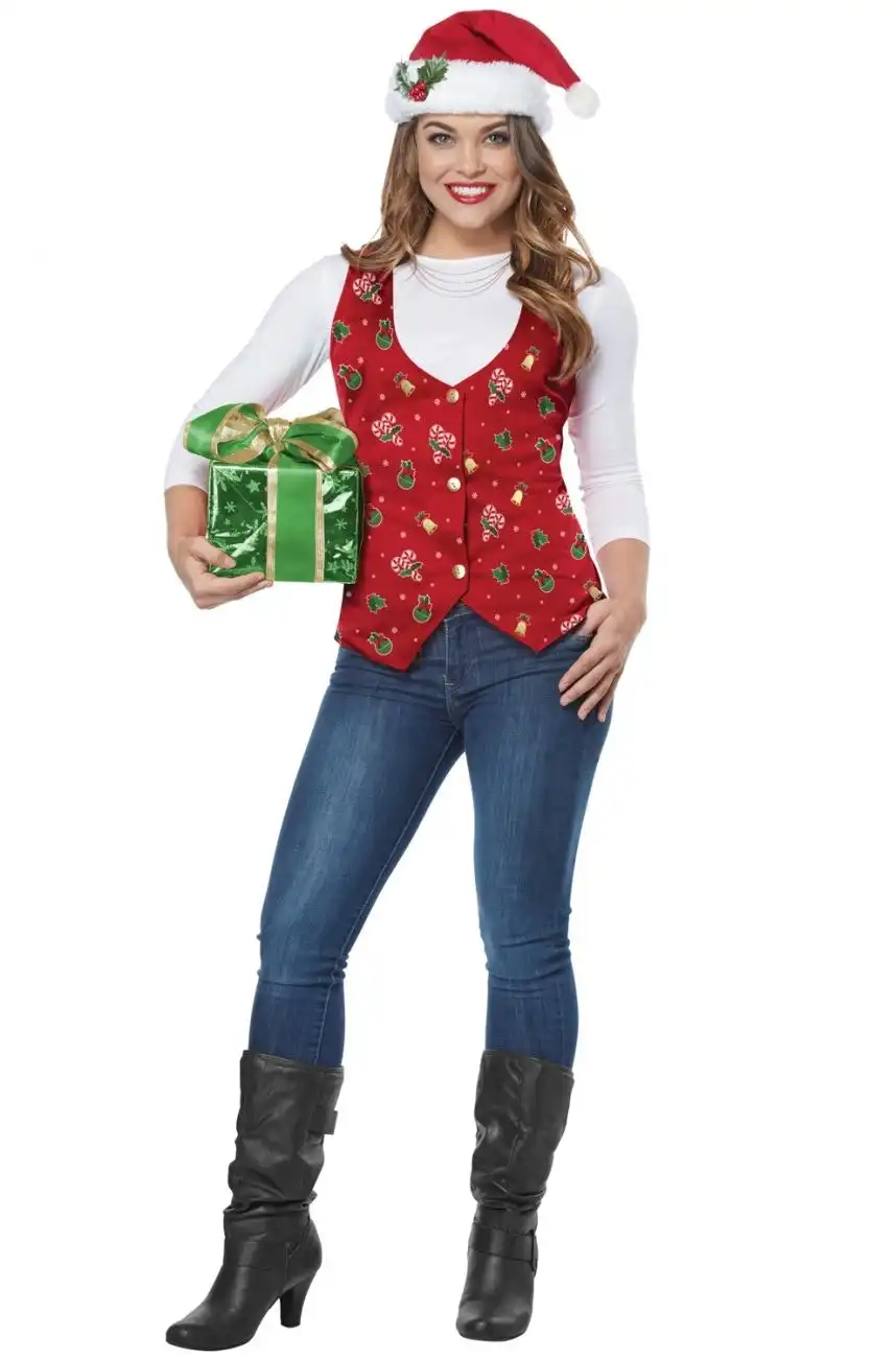 Holiday Vest Adult Costume (Red)