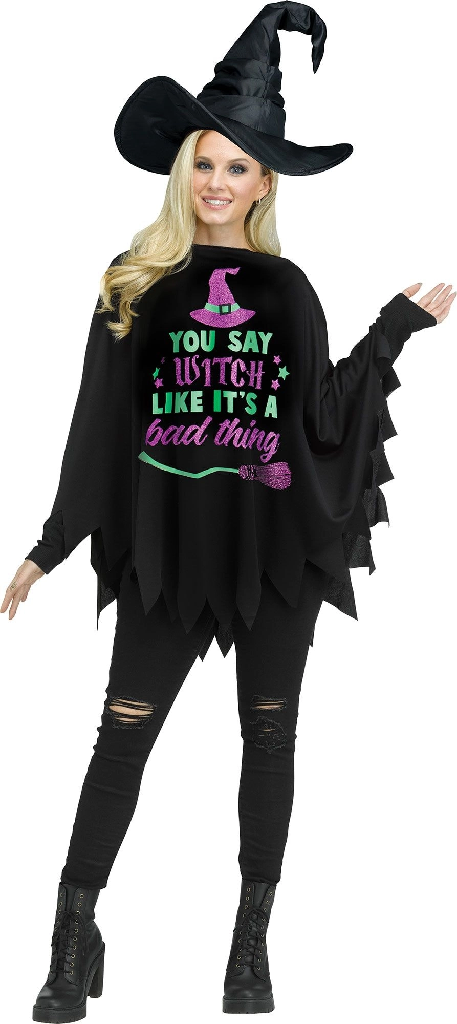 Sassy Witch Womens Halloween Poncho