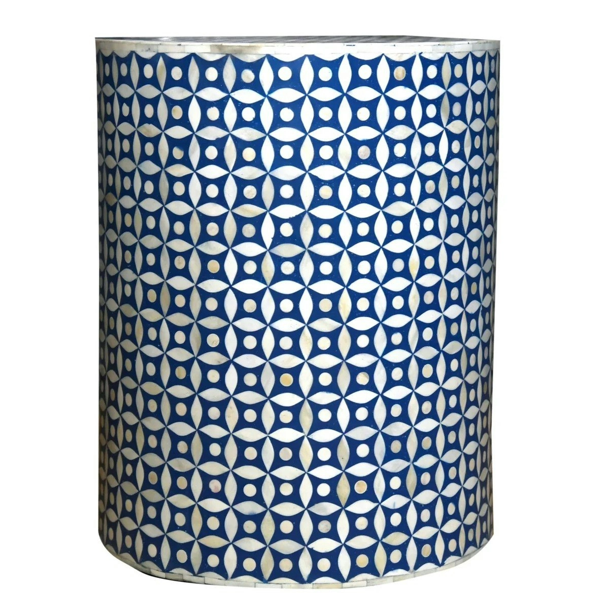 Zohi Interiors Bone Inlay Side Table/Stool in Celtic/Indigo