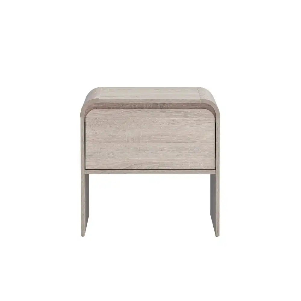 Design Square Ernest Wooden Bedside Nightstand Side Table W/ 1-Drawer Oak