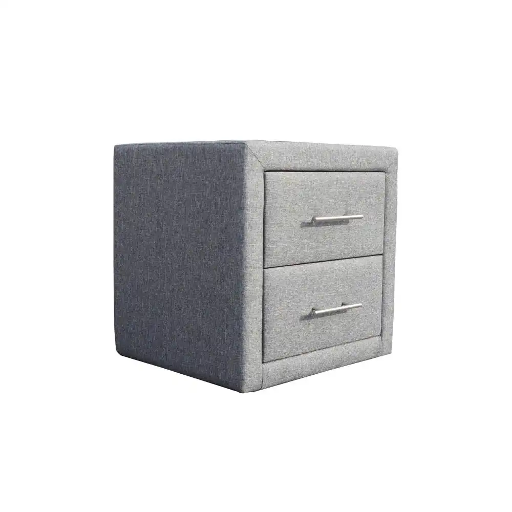 Design Square Modern 2-Drawer Fabric Nightstand Bedside Table - Dark Grey