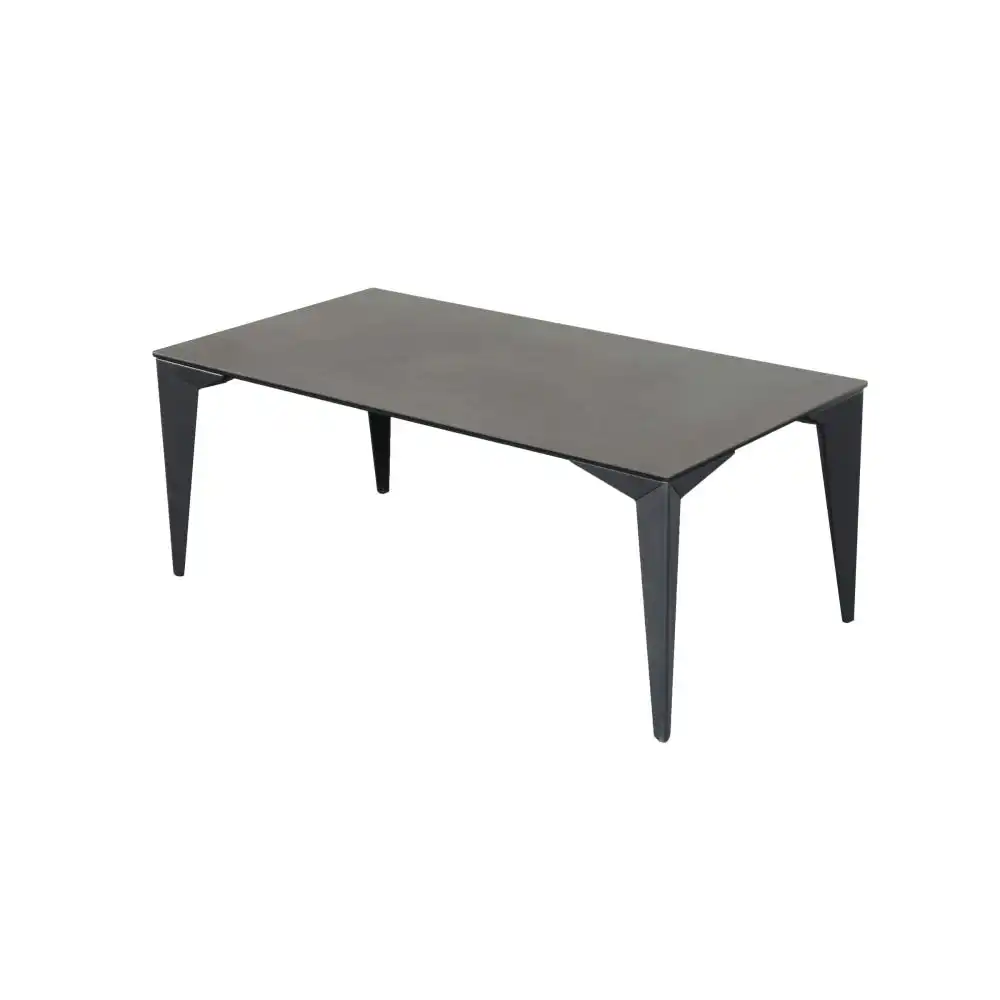 Raimon Furniture Alexandra Modern Rectangular Coffee Table Ceramic Top Metal Frame - Nero