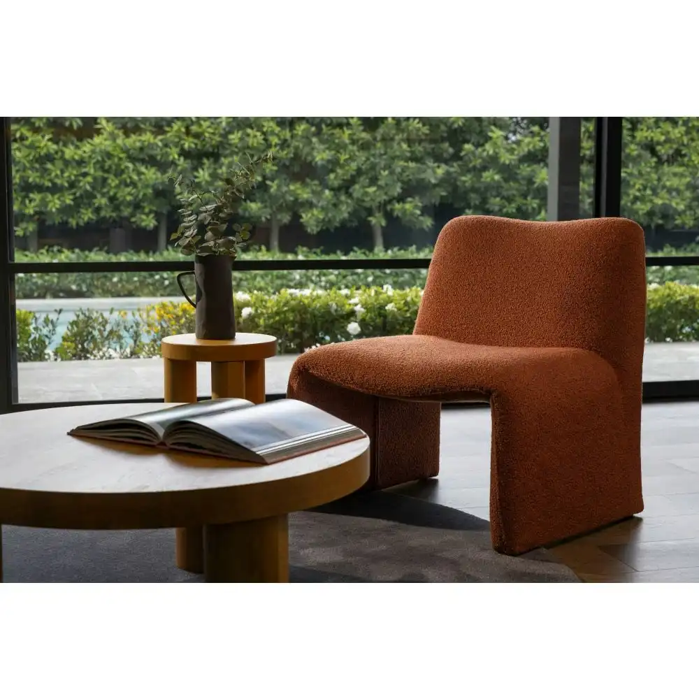 Raimon Furniture Nicolo Boucle Fabric Relaxing Occasional Accent Chair - Terracotta