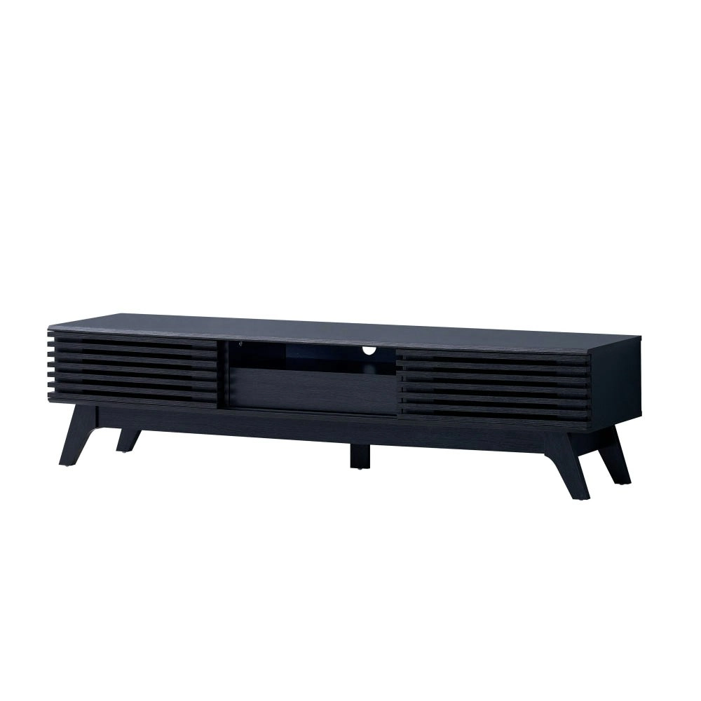 Design Square Camille Lowline Entertainment Unit TV Stand 180cm 2-Doors  1-Drawer Black