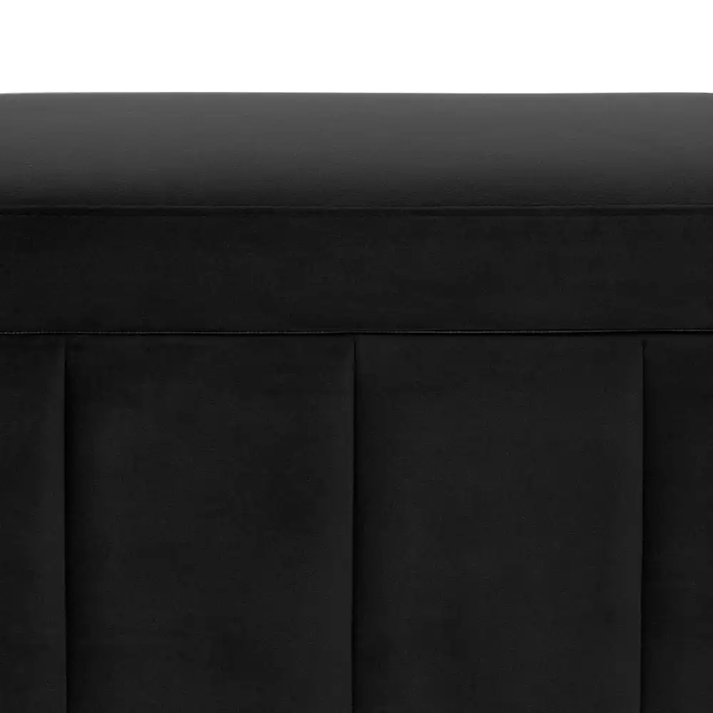 Design Square Lumine Velvet Fabric Sofa Bench Storage Ottoman Foot Rest Stool Black