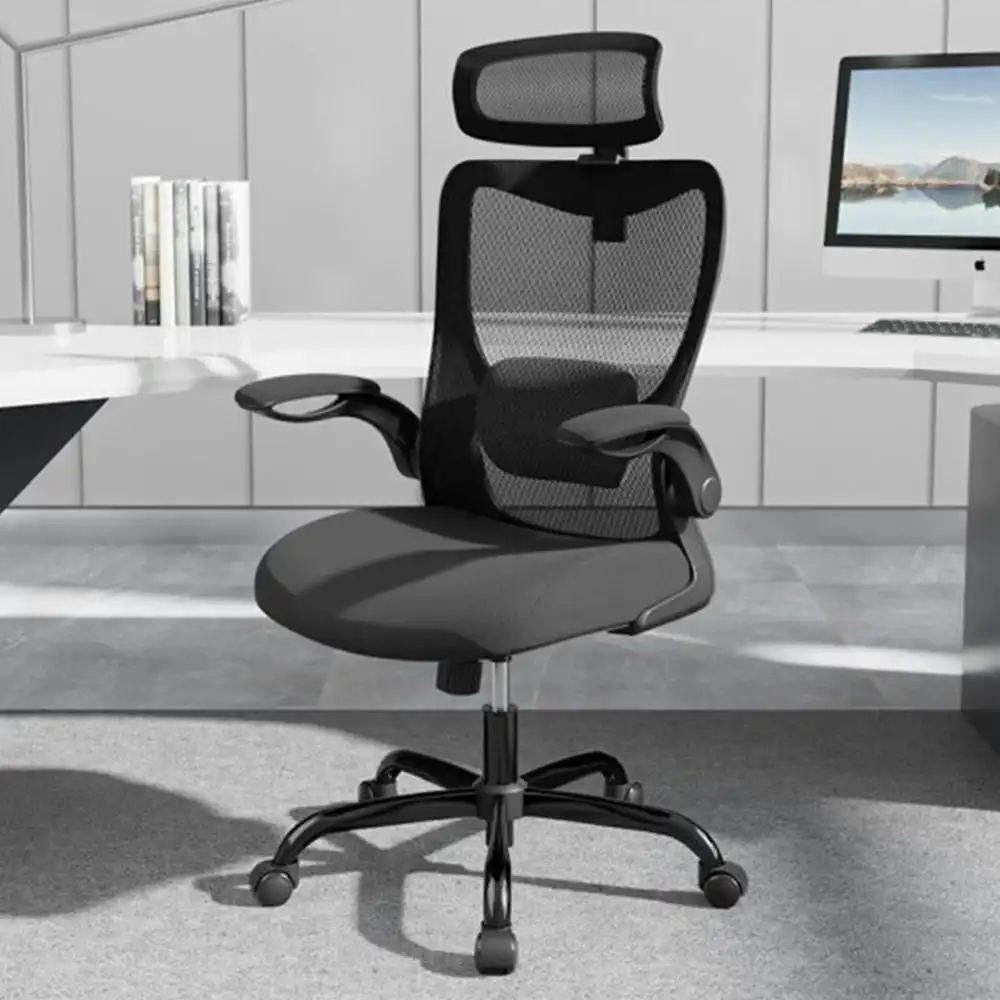 Maestro Furniture MONA Mesh Ergonomic High Back Flipped Armrest Task Computer Office Chair - Black