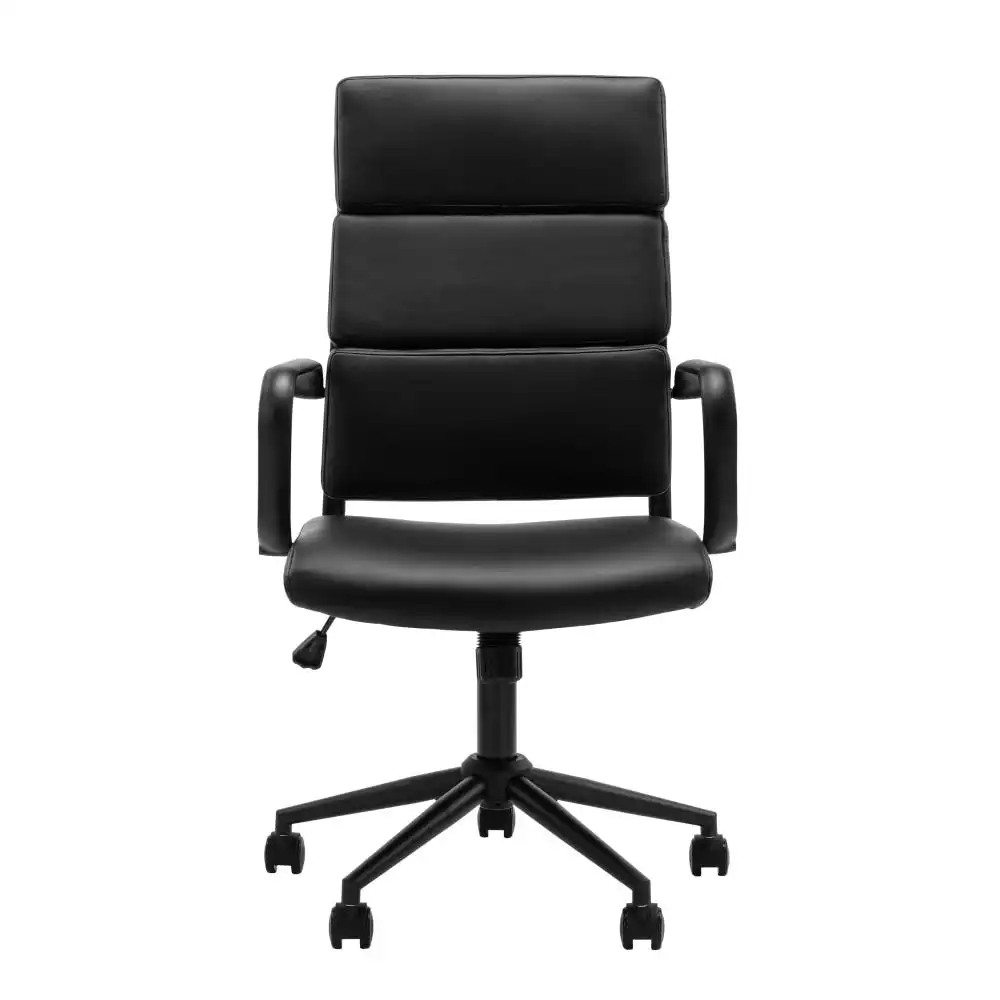 Design Square Brody PU Leather  Office Computer Task Desk Chair High Back Arm Rests Black