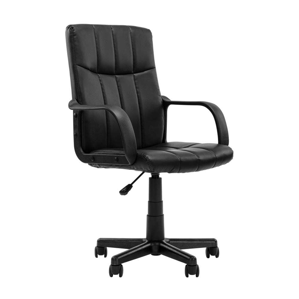 Design Square Grayson Modern PU Leather Computer Desk Task Office Chair Arms Rest Black