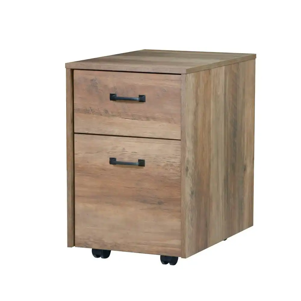 Maestro Furniture Andy Modern 2-Drawer Mobile Pedestal Storage Filing Cabinet - Rustic Oak