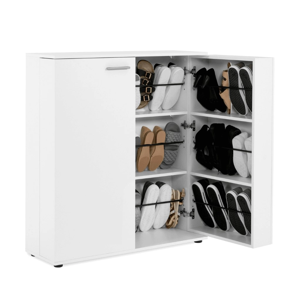 Design Square Roger Wooden Shoe Rack Oganiser Storage Cabinet 2-Doors White