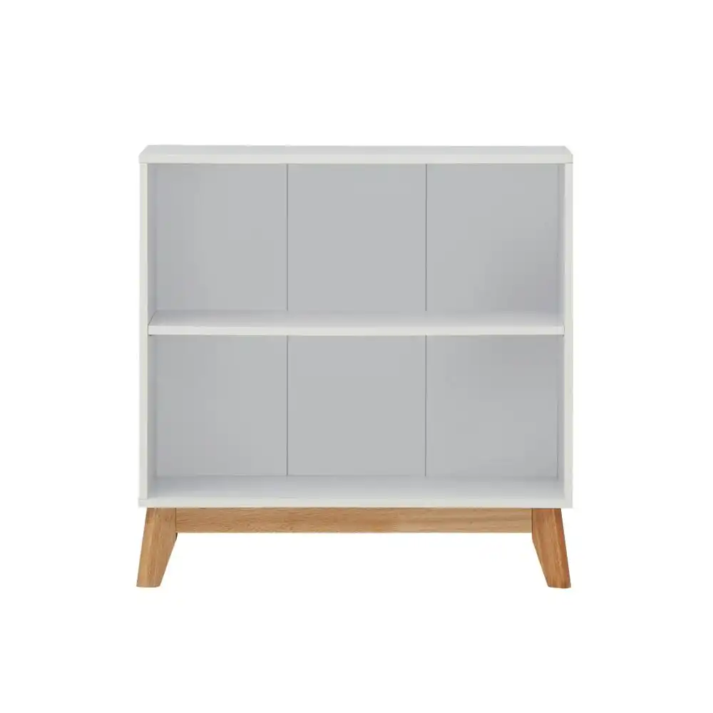 Design Square Minere 2-Tier Woodne Low Bookcase Display Shelf Cabinet White/Oak